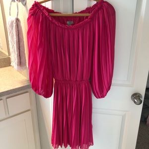Off the shoulder hot pink dress